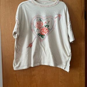 We The Free Cream Sweatshirt with Heart, Rose & Arrow Graphic